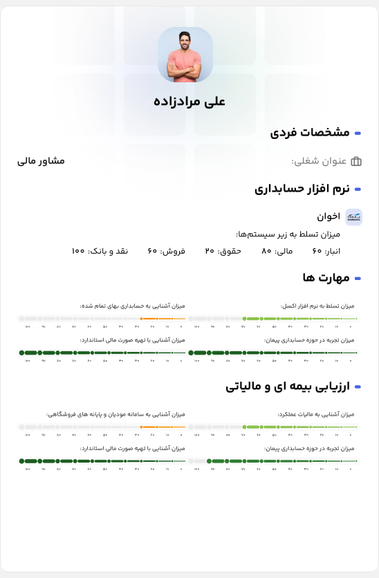 نمونه رزومه حسابداری ساختهشده در هایحساب